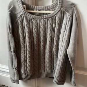Haute hippie grey cable sweater with silver chain detail. Size xs/s